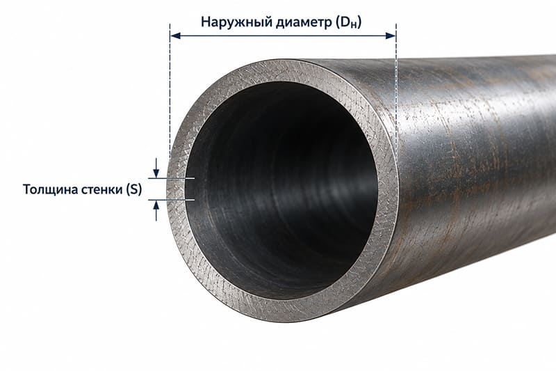 Основные размеры стальной трубы, используемые при расчете давления